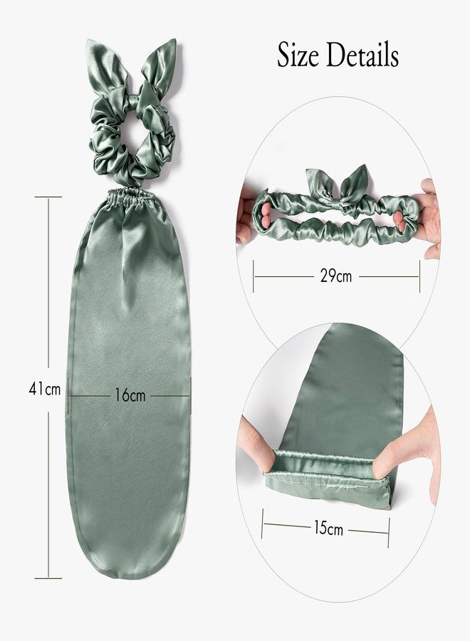 LILYSILK 100% Silk Bonnet for Sleeping & Daily Usage, 2-in-1 Silk Hair Ties with Silk Scrunchies for Long and Curly Hair Elastic Adjustable for Women Ladies and Girls Avocado Green - Image 4